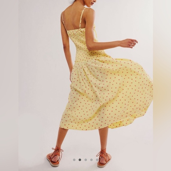 Free People Lavender Daze Midi Dress Strawberry Lemon Combo NWOT! SZ S - Picture 2 of 11